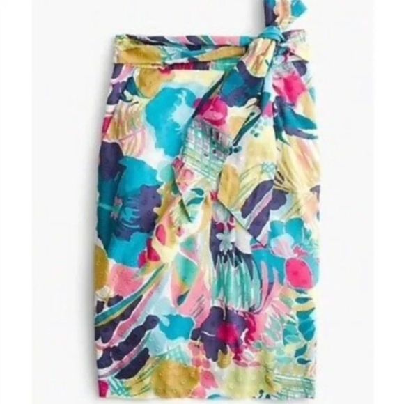 NWOT J.Crew Vibrant Floral Tie Waist Skirt - Picture 12 of 13